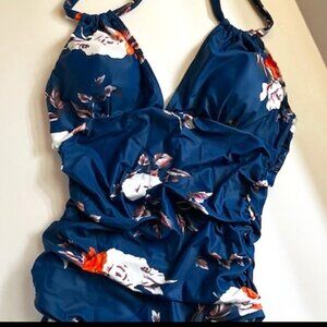 DORIS One Piece Tropical Swim - Blue - Size L - *NEW